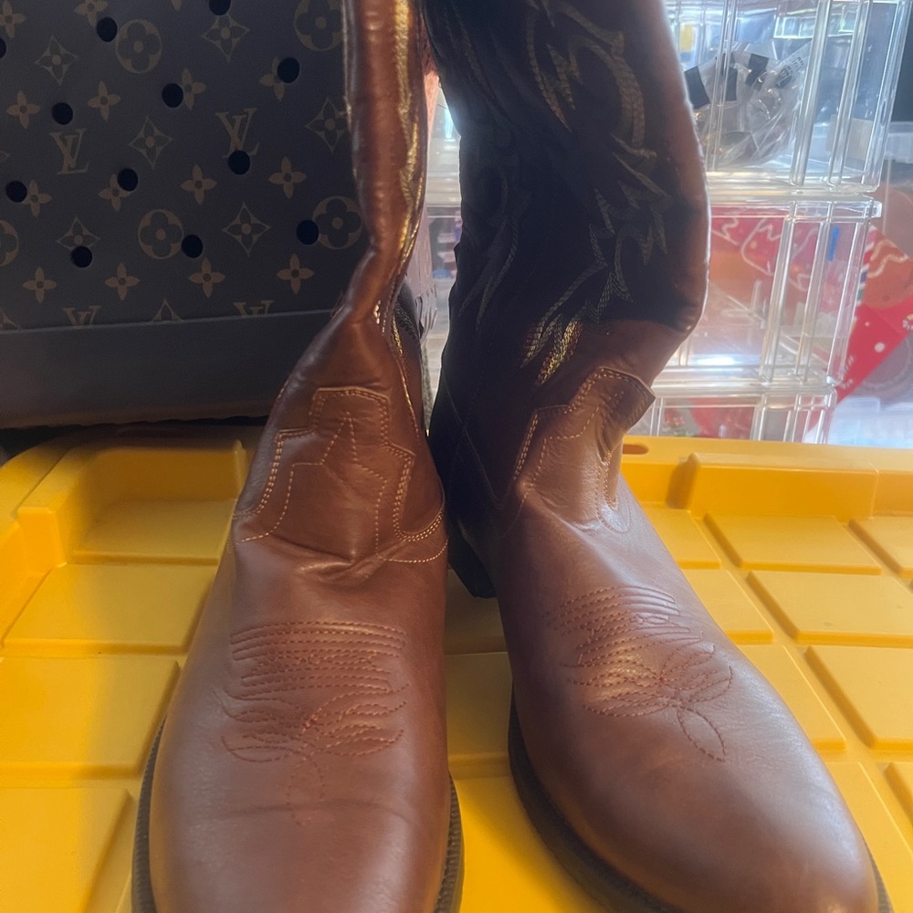 Brown Western Cowboy Boots faux leather - Picture 2 of 5